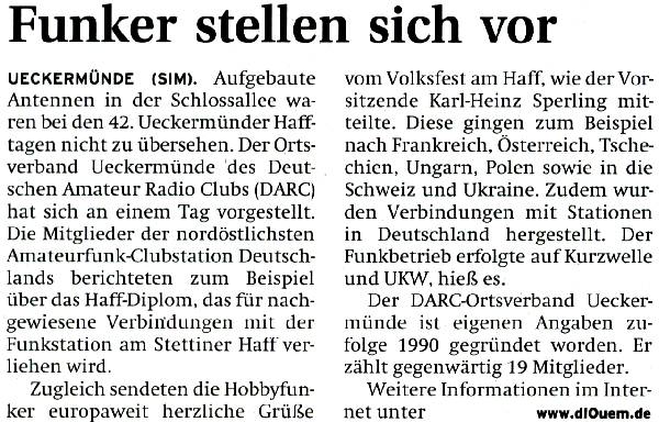 Ueckermünde Hafftage DL0UEM